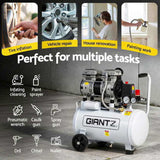 Giantz 24L Air Compressor Quiet 0.75HP Oil-Free Portable Tyre Inflator 40L/Min AC-24L-N-XL-WHT