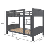 KINGSTON SLUMBER Single Bunk Bed Frame, Solid Pine 2-in-1 Modular Design Convert to 2 Single Beds, V219-BEDSBBKS03GA