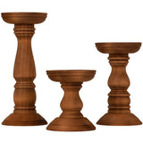 3 rural wooden candle holders, unique home decor pillar candle holders, retro farmhouse style, V1192-AZ-W-25085