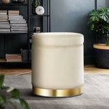 Artiss Ottoman Storage Foot Stool Round Velvet Cream FS-B-673-VEL-CR