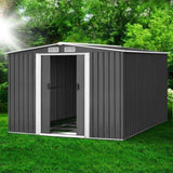 Giantz Garden Shed 2.58x3.14M w/Metal Base Sheds Outdoor Storage Workshop Shelter Sliding Door SHED-GAB-10X8X6-BS-ABC