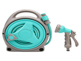 15M Portable Garden Hose Reel with Nozzle Handheld Water Hose Holder Reel for Outdoor Watering Green V1294-YM0901-3111250213811