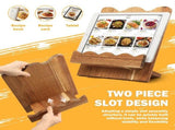 Wood Cookbook Stand, Wave Edge and Adjustable Angle, Premium Acacia Wood Construction, Hands Free V1369-AZ3-W-12071