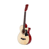 Alpha 38 Inch Acoustic Guitar Wooden Body Steel String Full Size Cutaway Wood GUITAR-D-38-NAT