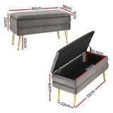 Artiss Ottoman Storage Foot Stool Velvet Grey OTM-RTA-04-VEL-GY