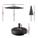 Instahut Outdoor Umbrella 3m Base Beach Pole Garden Tilt Sun Patio UV Charcoal UMB-POLE-3-TIL-BASE-CO
