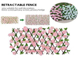 Wooden Retractable Fence Expanding Fence Hedge With Artificial Flower Leaves Garden Decoration V1294-YM0717-10166099