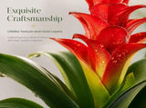 2 Pack 18 Inch Artificial Tropical Bromeliad Flowers, Fake Red Guzmania Floral Stems for Hawaiian V1192-AZ-W-17467