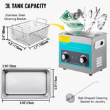 Knob Ultrasonic Cleaner 3L 40kHz Ultrasonic Cleaning Machine Knob Control Sonic Cleaner 304 V952-QXJSXNQXJ3L000001V3