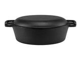 5-Star Chef 5L 2-In-1 Pre-Seasoned Cast Iron Dutch Oven Pot with Lid and Dual Handles for Sourdough DTO-POT-2IN1-BK