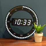 Silent LED Digital Table Clock, Black Electronic Wall Clock, Round Desk Clock, for Bedroom, Living V1237-ZY-715-057