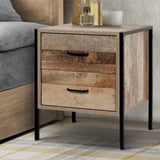 Artiss Bedside Table 2 Drawers - BARNLY FURNI-G-IND-BSIDE-03-WD