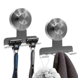 stainless steel suction cup razor holder, wall hook, no drill bathroom organizer, traceless V1102-113-07129-GLD-3PCS