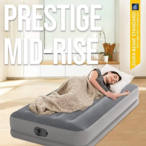 Twin Dura-Beam Prestige Air Bed Built-In USB Electric Pump for Easy Inflation and Deflation V213-TDBAB01-GRY01