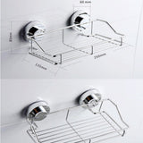 No Drill Shower Shelf with Strong Suction Cups 9.84x5.31 Inch Rustproof Chrome Finish Bathroom V1366-AZ2-W-14809