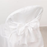 Efavormart 10 Pack White Linen Polyester Folding Chair Covers for Party Dining Chairs Reusable V1258-DP02-C-3140