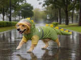 Green Dog Raincoat Dinosaur Hooded Waterproof Jacket 6XL Size with Leash Hole Removable Tail Cover V888-ELOSUNG54353