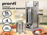 Pronti 5L Stainless Steel Vertical Sausage Stuffer SSG-STR-VTL-5L