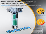 Rechargeable Cordless Handheld Hair Dryer with LED Temperature Display, Portable USB Wireless Mini V1188-MS-514-020