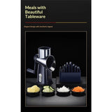 Rotary Cheese Grater with Handle, Manual Vegetable Slicer Grater with 5 Detachable Stainless Steel V1192-AZ-W-5581