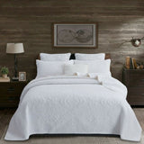 100% Cotton Coverlet Set Damask White King V442-ABR-COVERLET-DAMASK-WHITE-KI