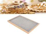 Velvet Stackable Jewelry Tray, Wood Flat Organizer Tray Drawer for Necklace Bracelet Ring Showcase V1259-DP01-A-786