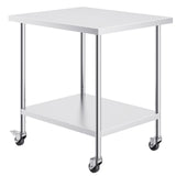 Stainless Steel Work Table 30 x 18 x 38 Inch, with 4 Wheels, 3 Adjustable Height Levels, Heavy Duty V952-CFBXGGZTLCDJB9CR8V0