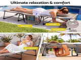 Gardeon Sun Lounger 5 Position Folding Tanning Chair with Face Hole Khaki FF-LOUNGE-HOLE-KH