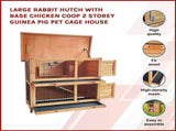Large Rabbit Hutch with Base 2 Storey Guinea Pig Cage Chicken Coop Timber Pet House V63-840521