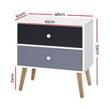 Artiss Bedside Table 2 Drawers - BONDS White FURNI-E-SCAN-BS03-WHBK