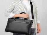 Black Men's PU Leather Briefcase - Waterproof Laptop Messenger Bag with Adjustable Strap - Large V888-ELOSUNG57015-1