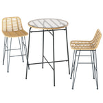 Gardeon 3-Piece Outdoor Bar Set Wicker Table Chairs Patio Bistro ODF-BA-TW-RATTAN-SET