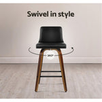 Artiss 2x Bar Stools Swivel Leather Padded Wooden BA-TW-8836-WALX2-AB