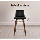 Artiss 2x Bar Stools Swivel Leather Padded Wooden BA-TW-8836-WALX2-AB