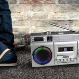 Laser 80s Party Bluetooth BoomBox Sliver V1031-SP-RTOBOM-324