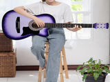 Karrera 38in Cutaway Acoustic Guitar with Carry Bag - Purple Burst CC38-SPU