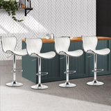 Artiss 4x Bar Stools Gas Lift Leather Seat White BA-TW-NEW4045-WHX4