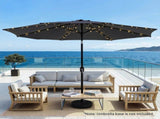 Instahut Outdoor Umbrella 2.9m Market Umbrella with String Light Tilt Charcoal Shade XFEL-UMB-FLAP-LED-CO