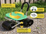 Gardeon Gardening Cart with 360&deg Swivel Seat Rolling Work Seat with Adjustable Height & GCT-STEEL-130KG-LGR