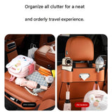 BeigeMultifunctional Car Seat Back Organizer - Nappa Leather Tissue Box Holder with Cup V888-ELOSUNG56213-4