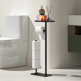 2-in-1 Freestanding Toilet Paper Holder - Thick Carbon Steel with Matte Black Finish, Storage Top V888-ELOSUNG39392