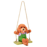 Swing Animal Hanging Teddy Dog Cartoon Garden Decoration Pendant Style Resin Statue CraftsBrown V1294-YM0901-3111210157611