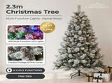 Christabelle 2.3m 7.5ft Alpine Snow Christmas Tree Pre Lit Multi Function LED Flocked Pine Cone 112_WFLAS75