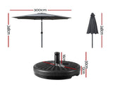 Instahut Outdoor Umbrella 3m Base Beach Pole Garden Tilt Sun Patio UV Charcoal UMB-POLE-3-TIL-BASE-CO