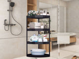 4 Tier Floor Standing Corner Shower Caddy Organizer, Cabinet Storage Rack, Plastic Floor Corner V1369-AZ3-W-09549