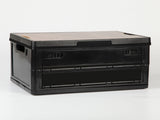 Black Collapsible Medium Side-Open Storage Box with Wooden Table Top - Car Trunk V888-ELOSUNG39955