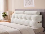Giselle wedge pillow headboard with non-flattening shredded foam core, perfect for dorm reading or HBP-HRNECK-COR-WH-Q