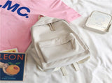 Aesthetic Off-white School Backpack with Cute Bear Plushie and Pin Large Capacity Nylon Laptop V888-ELOSUNG41094