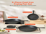 Cast Iron Skillet, 4 Pcs Frying Pan Set , Skillets with Heat-Resistant V952-ZTCGSJTCT681923OS001V0