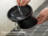 Ceramic Raised Cat Bowls, Elevated Tilted Cat Food and Water Bowls Set, Stress Free Pet Feeding Dish V1192-AZ-W-6209
